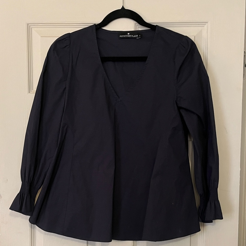 Pomander Place Easton Blouse Black V-Neck